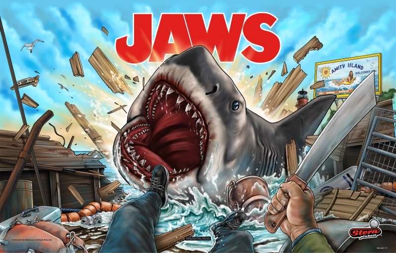 JAWS Premium pinball machine artwork